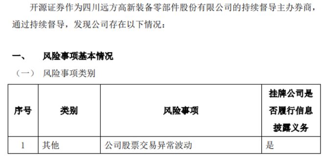 远方装备股票存在交易异常波动